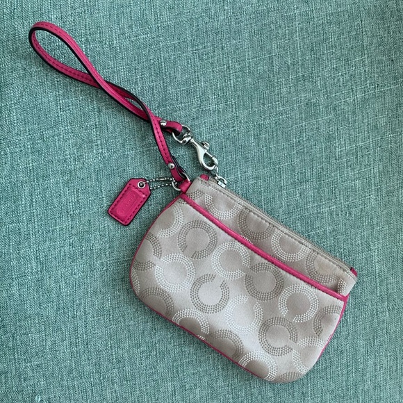 Hot Pink/Tan Coach Wallet - Picture 1 of 3